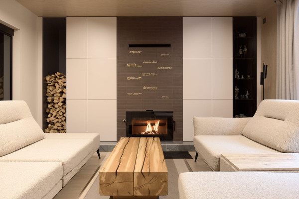 Фасады - Тэффи, полки и короб для дров - Графит