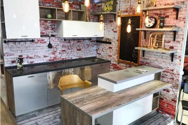 Кухня в стиле LOFT, бетон пайн экзотик.