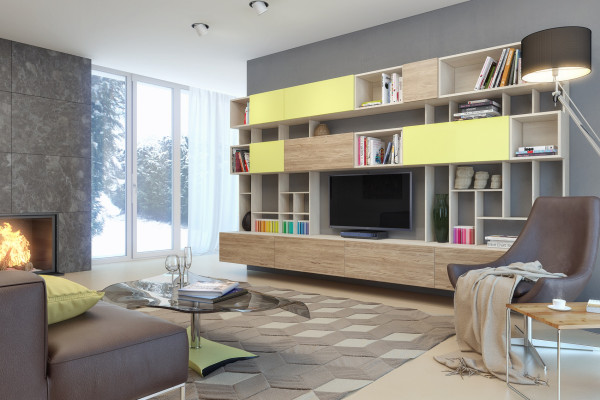 3d визуализация гостиной